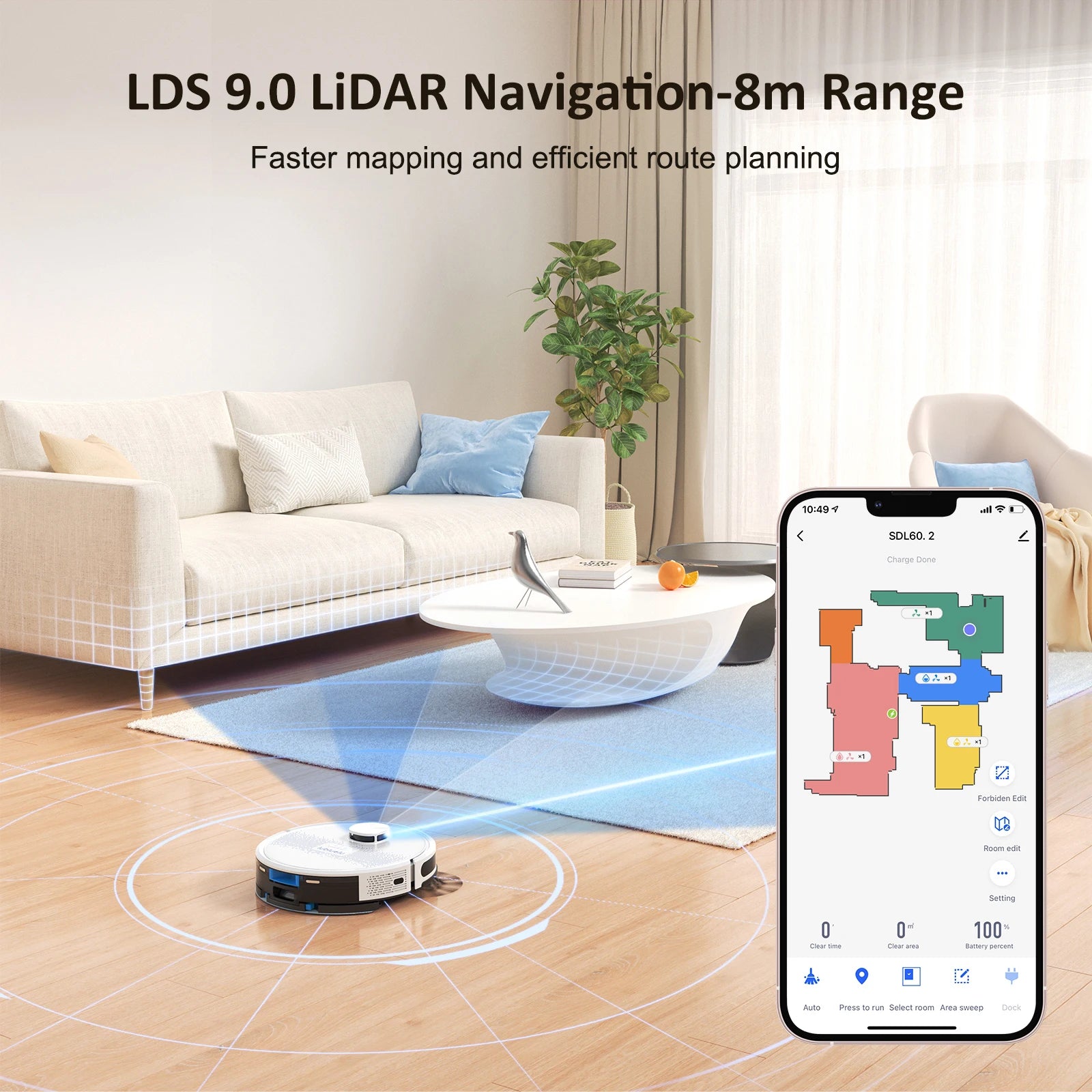 2-in-1 Robot Vacuum and Mop – 4000Pa Suction, Quiet, Multi-Zone Mapping, Smart App Control