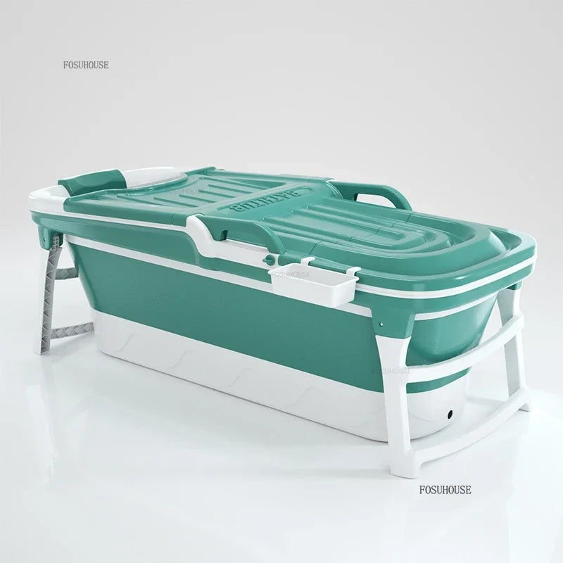 Portable 1.18m Foldable Plastic Bathtub Indoor & Outdoor Use, Adult-Sized, Purple, No Lid