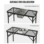 Height Adjustable Outdoor IGT Folding Table with Mesh Top - Medium