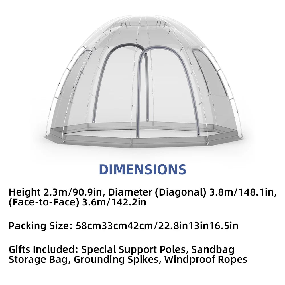 Portable 8-10 Person Dome Tent Clear Bubble Gazebo for Outdoor Events, Garden & Patio Use