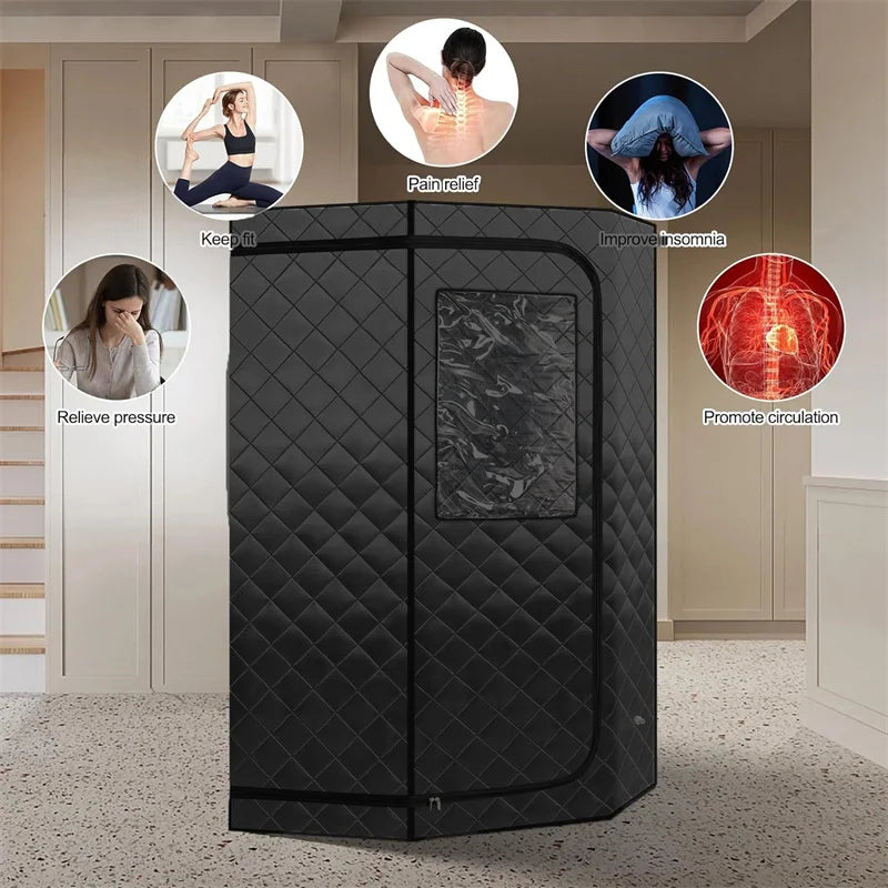 Home Spa Steam Sauna Kit with Dual Accessories Black