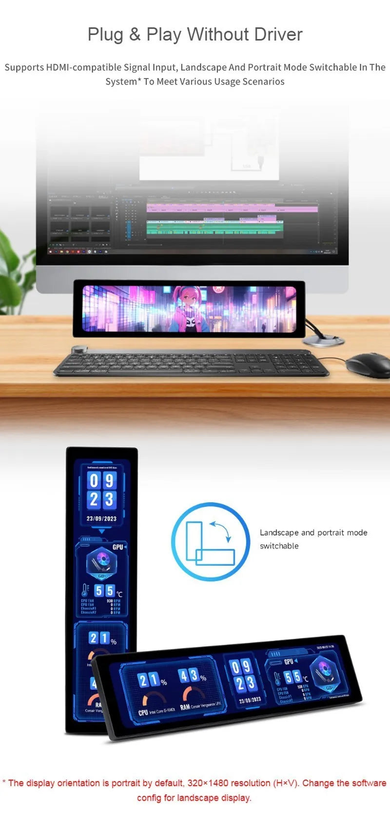 11.9" IPS HDMI Touchscreen Monitor with Built-in Speaker