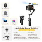 Handheld 3-Axis Stabilizer with Face Tracking & Tripod