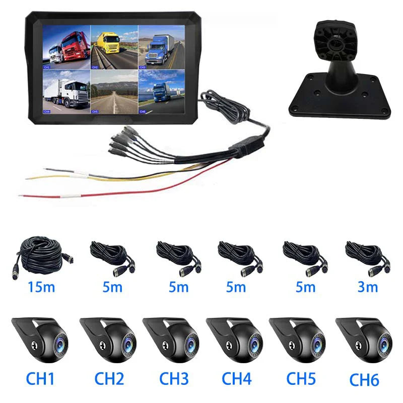 10.1” 6-Channel Vehicle Camera Monitor System with Backup