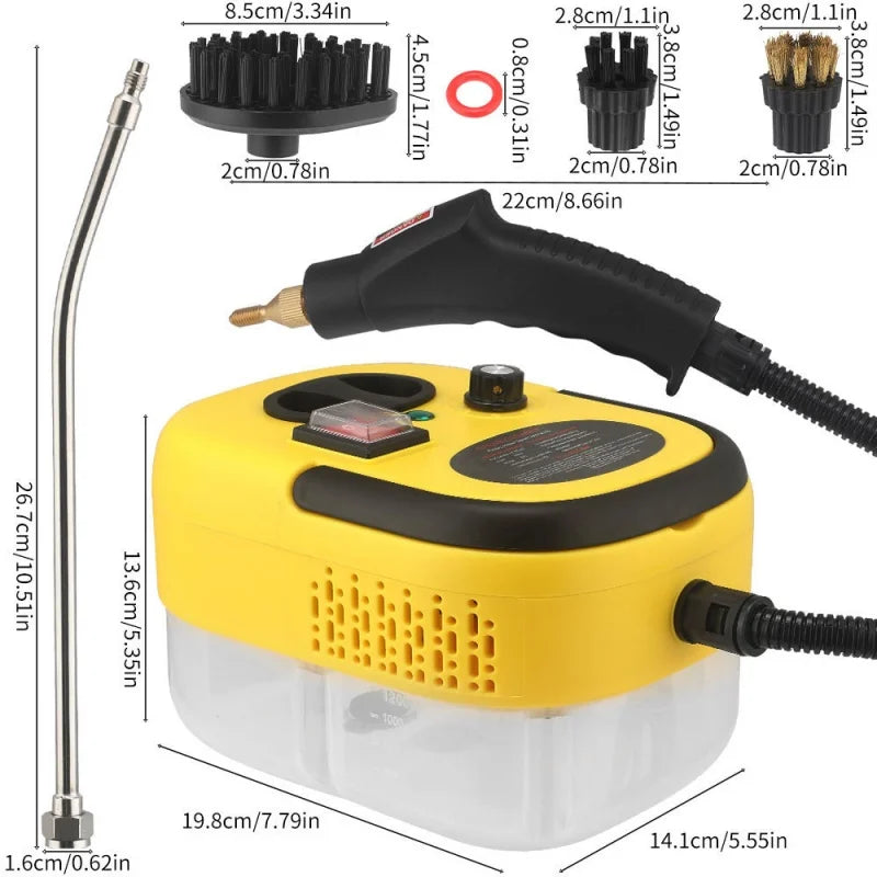 Heavy Duty 2800W Steam Cleaner Yellow-AU 105°C High-Pressure Cleaning for Home & Auto