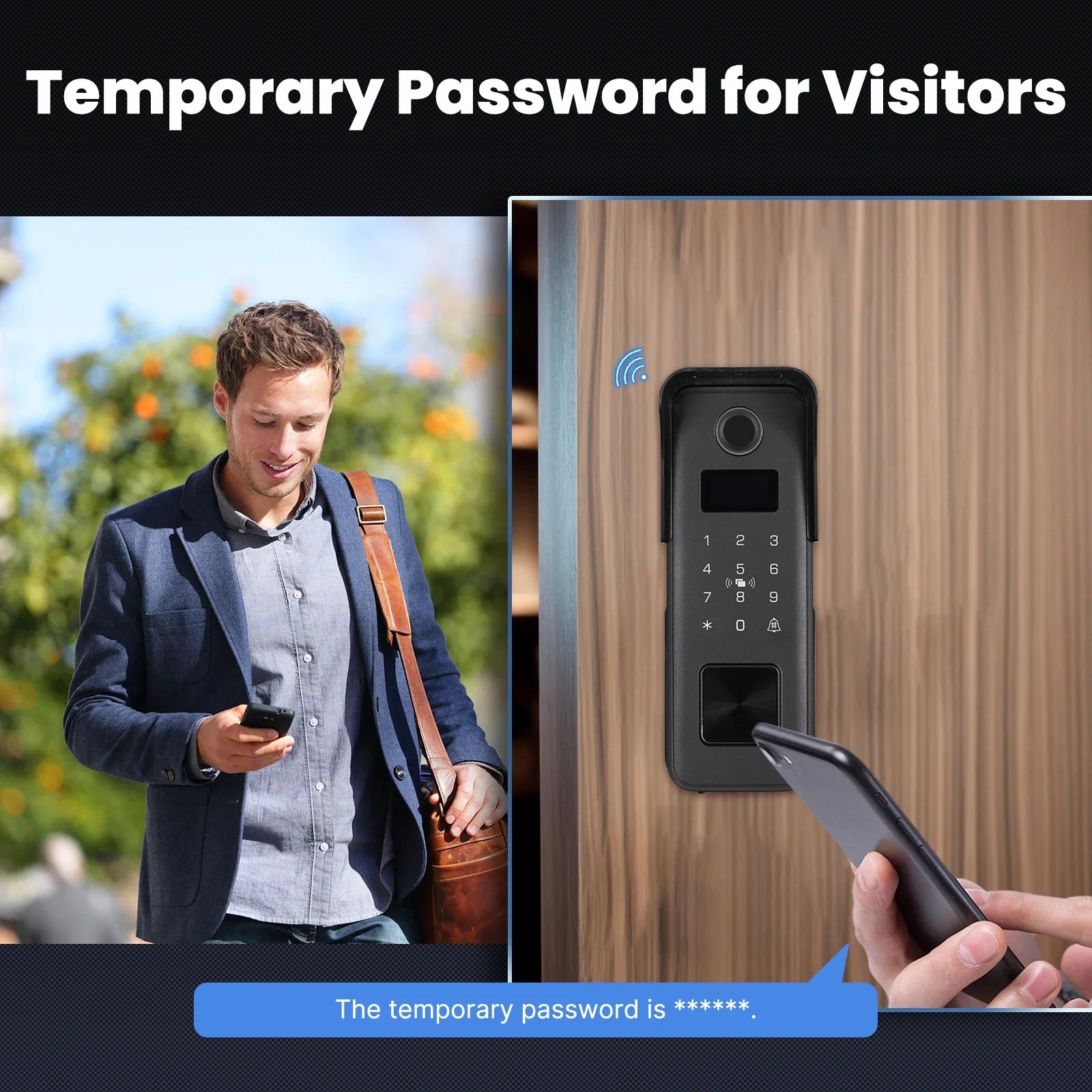 Smart Electronic Door Lock with Fingerprint, Code, Key & Card Entry – USB Backup & Low Battery Alert