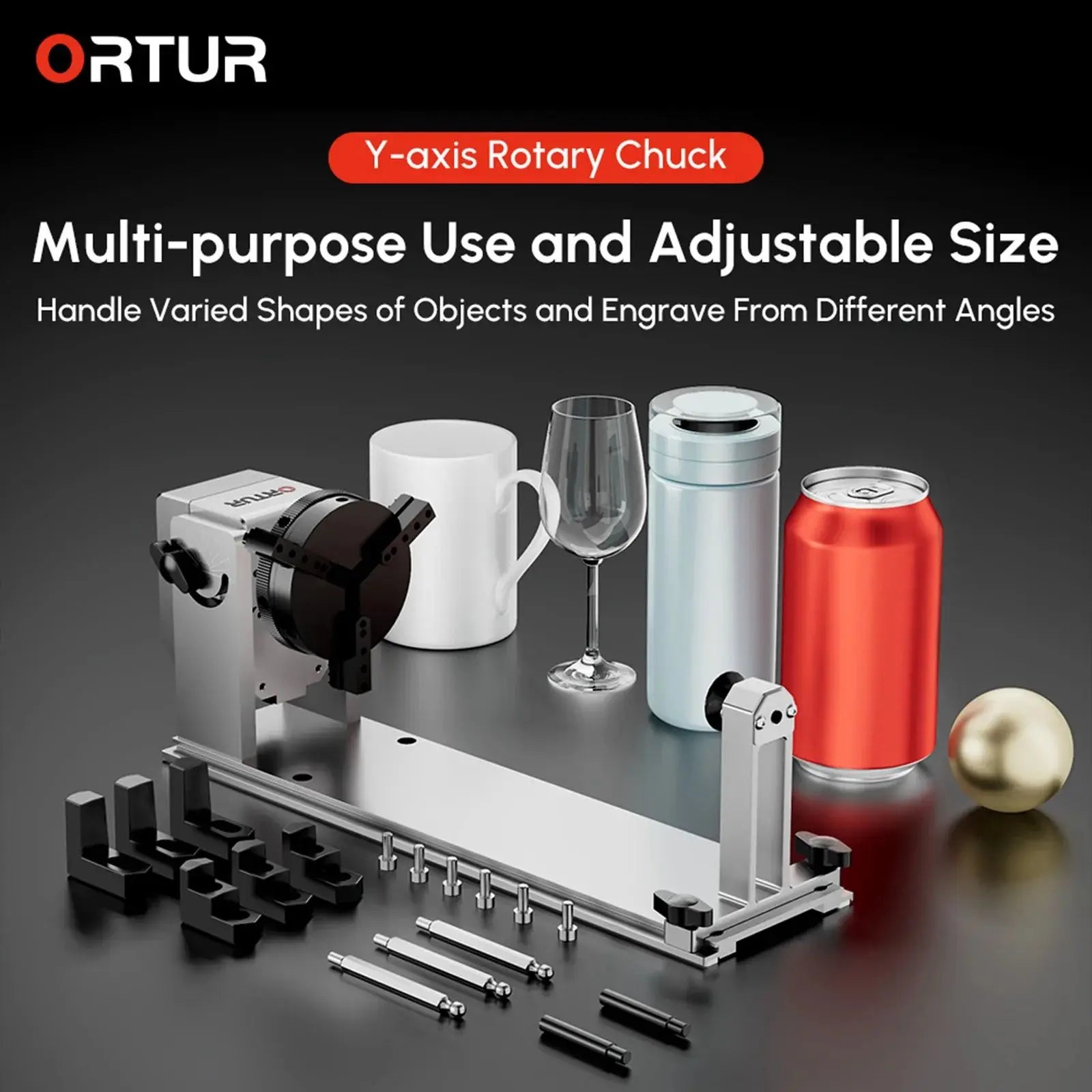 360° Rotary Roller Chuck Y-Axis for Laser Engraving Cylindrical Items
