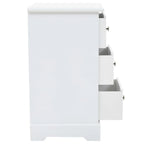 White 3-Drawer Bedside Table – Compact MDF & Pine Wood Bedroom Storage