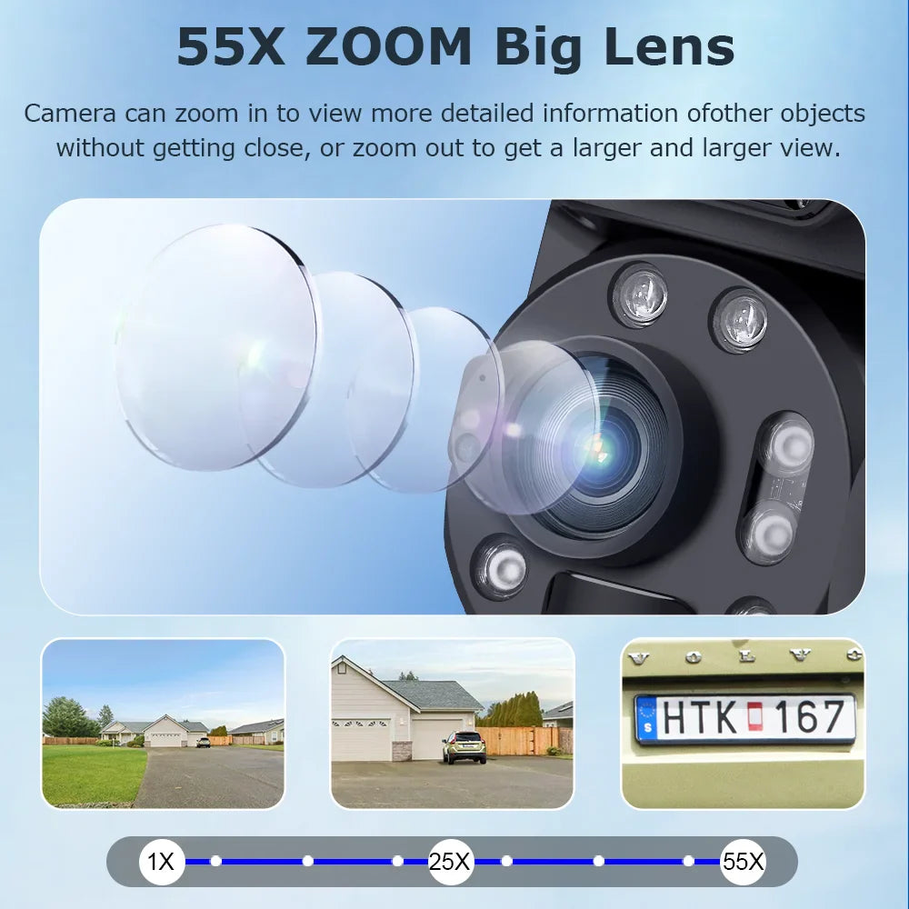 Outdoor PTZ Camera 4K 8MP 360° Solar Powered