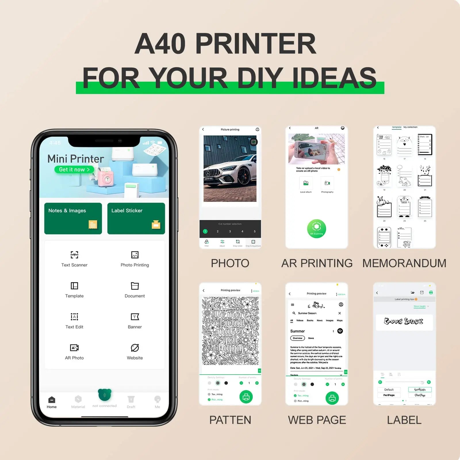 Wireless A4 Thermal Printer 203dpi for Travel & Office