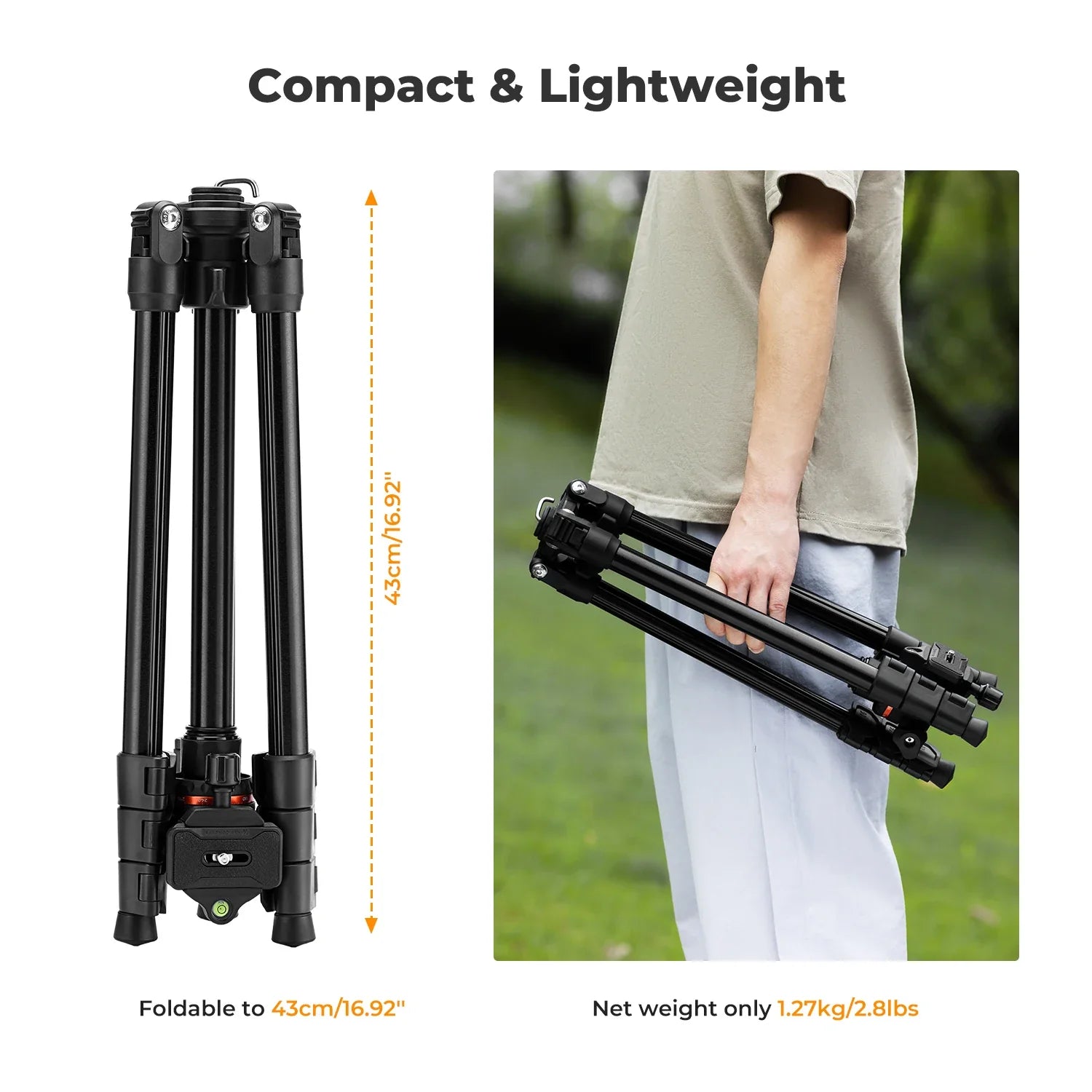 178cm Lightweight Tripod for Camera & Smartphone with Ball Head