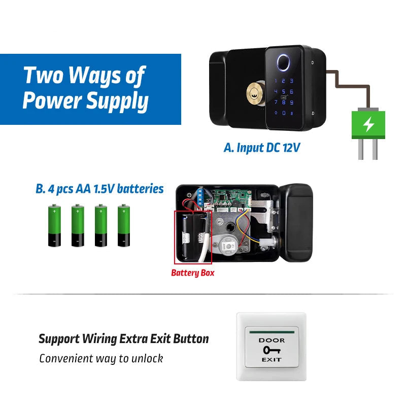 Smart Outdoor Gate Lock with WiFi, Fingerprint & Keypad Access
