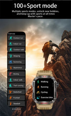 Rugged Outdoor Smartwatch with Compass, Flashlight & Bluetooth Calling – Green Silicone Strap