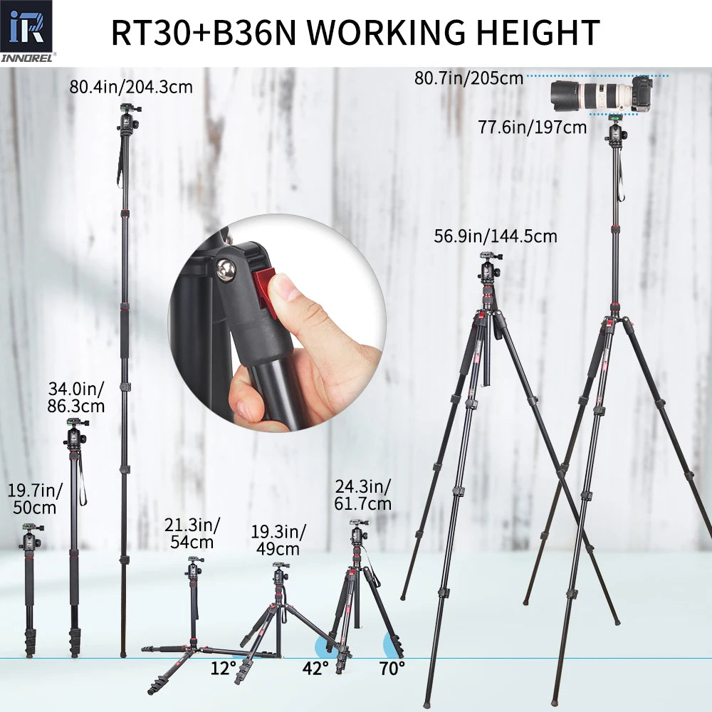 197cm Heavy Duty Tripod Monopod, Flip Lock, 15kg Load Capacity