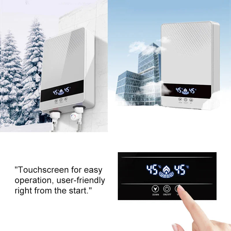 White Tankless Bathroom Heater 7000W with 7 Accessories