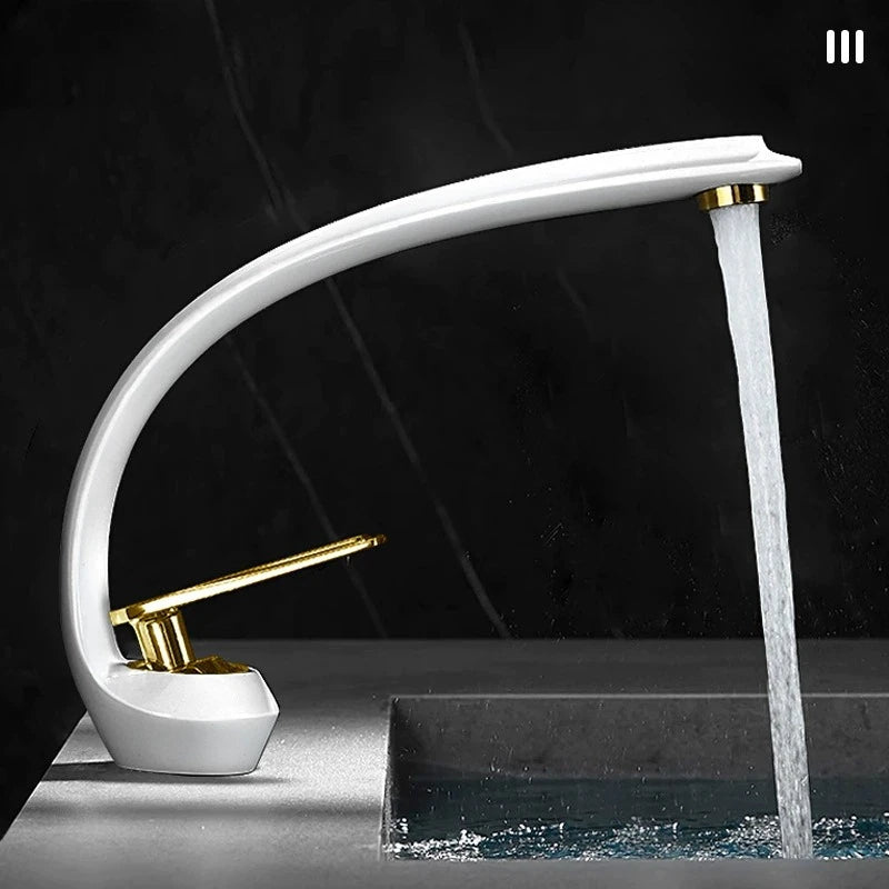 Vintage Brass Bathroom Sink Mixer Tap with Ceramic Lever for Hot and Cold Water