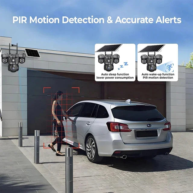 Outdoor 15MP Triple Lens 4G Solar Security Camera with Auto Tracking & Night Vision