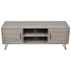 120cm Entertainment Unit – Grey MDF TV Stand with Doors, Open Shelves & Steel Legs