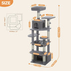 164cm Cat Tree with Sisal-Covered Posts, Dual Condos, Hammock & Top Perches