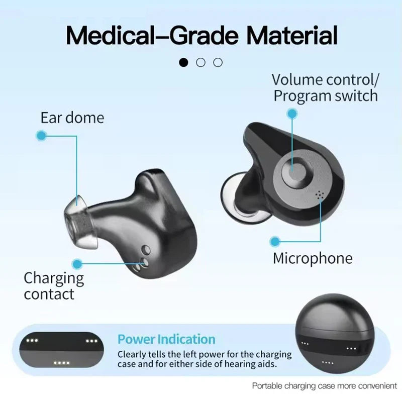 Rechargeable Bluetooth Hearing Aid with Noise Cancellation