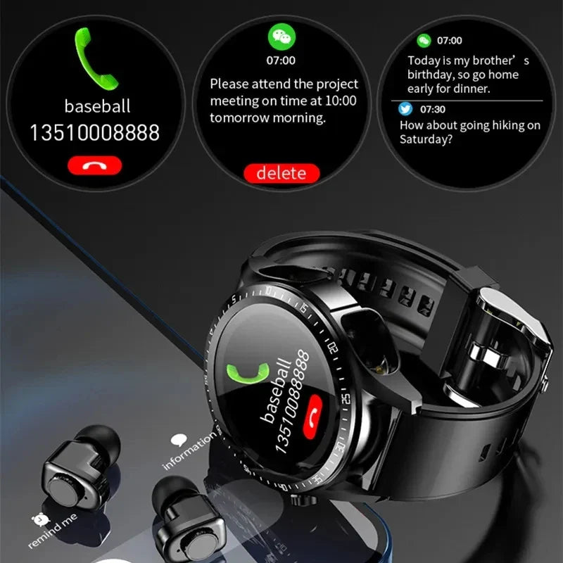 2-in-1 Smartwatch with Built-in TWS Earbuds & Fitness Tracking