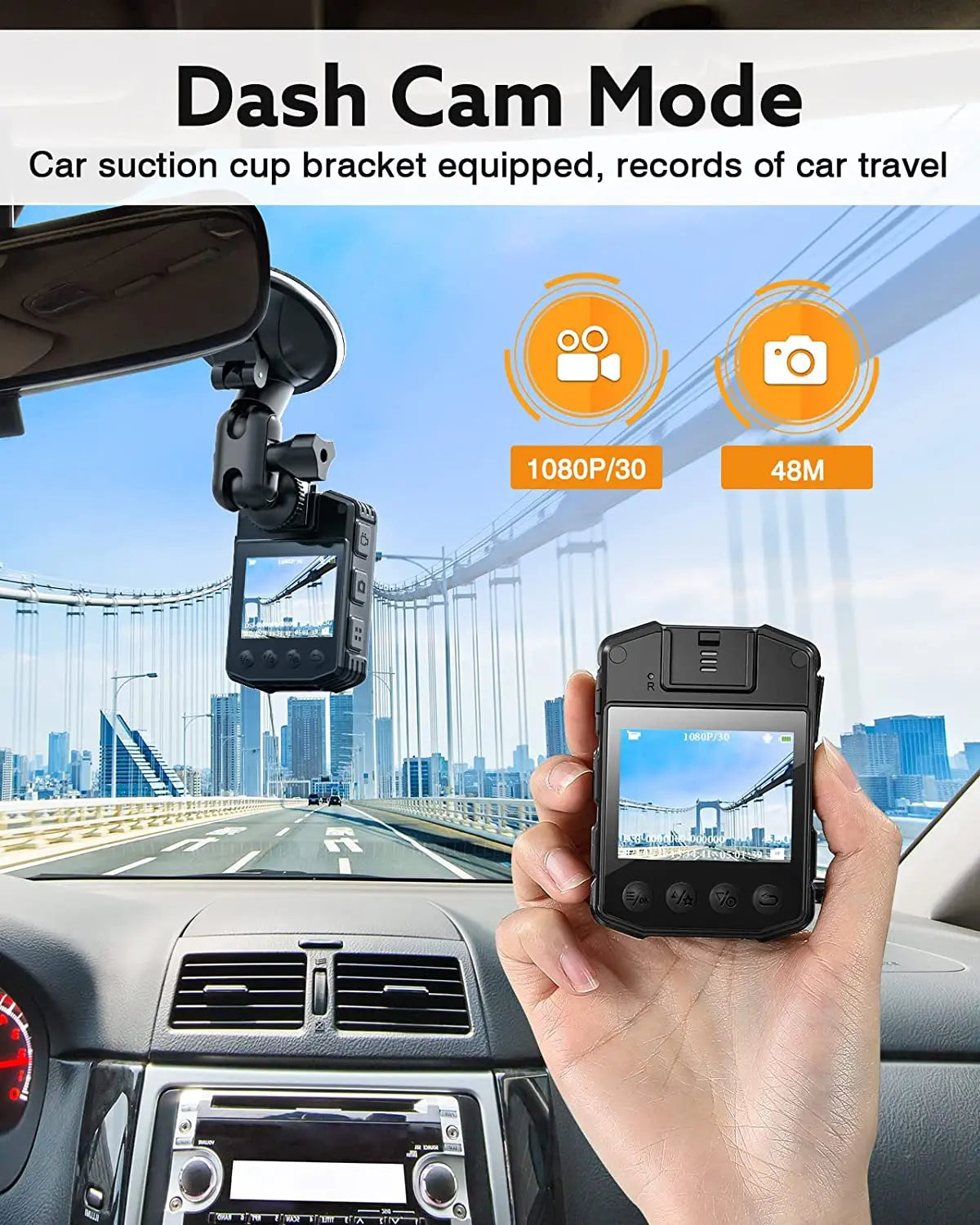 1080P Body Camera with Night Vision, 64GB Storage, 10H Battery