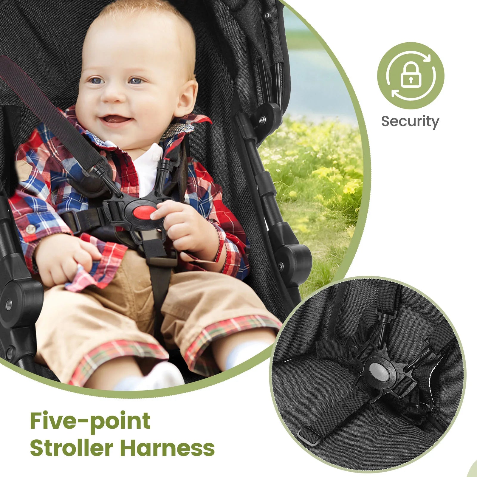 Lightweight Foldable Travel Stroller with Stainless Steel Frame for Ages 0-6Y