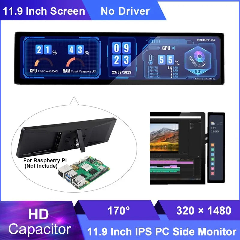 11.9" IPS HDMI Touchscreen Monitor with Built-in Speaker