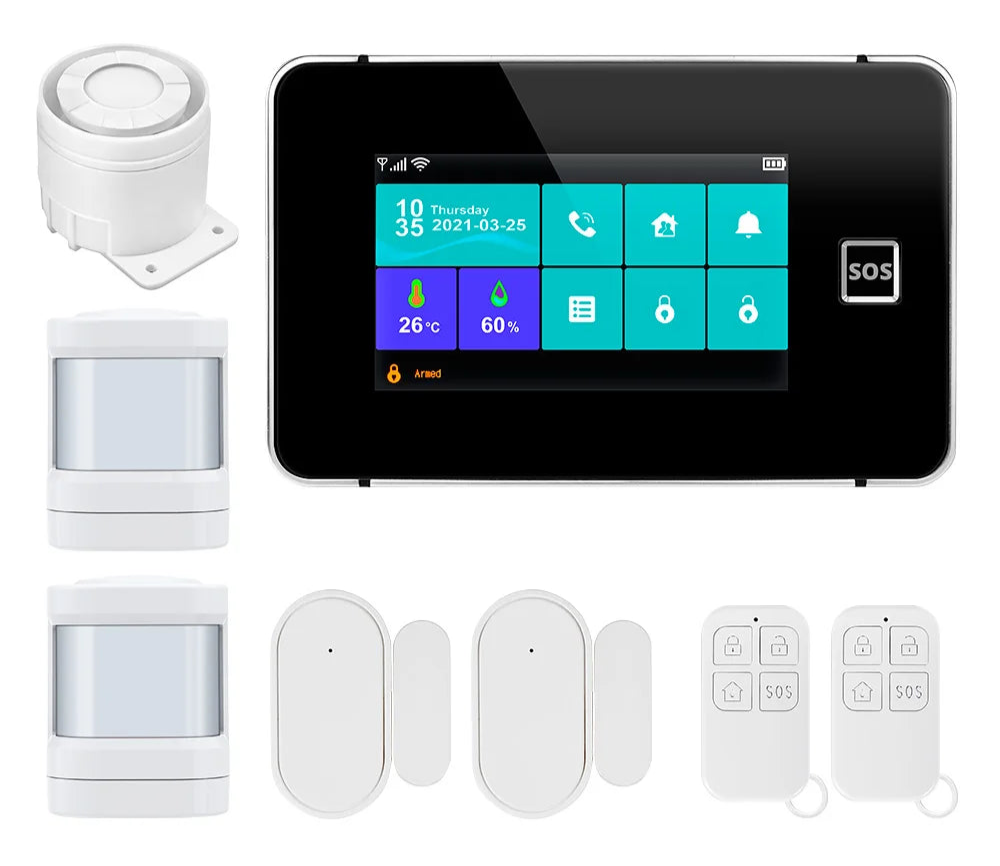 Home Security Alarm Kit with Touch Display, App Control & Alexa/Google Assistant