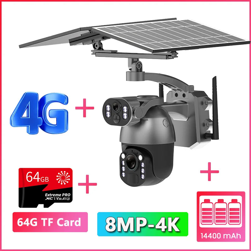 4G Solar Outdoor 8MP Zoom Security Camera