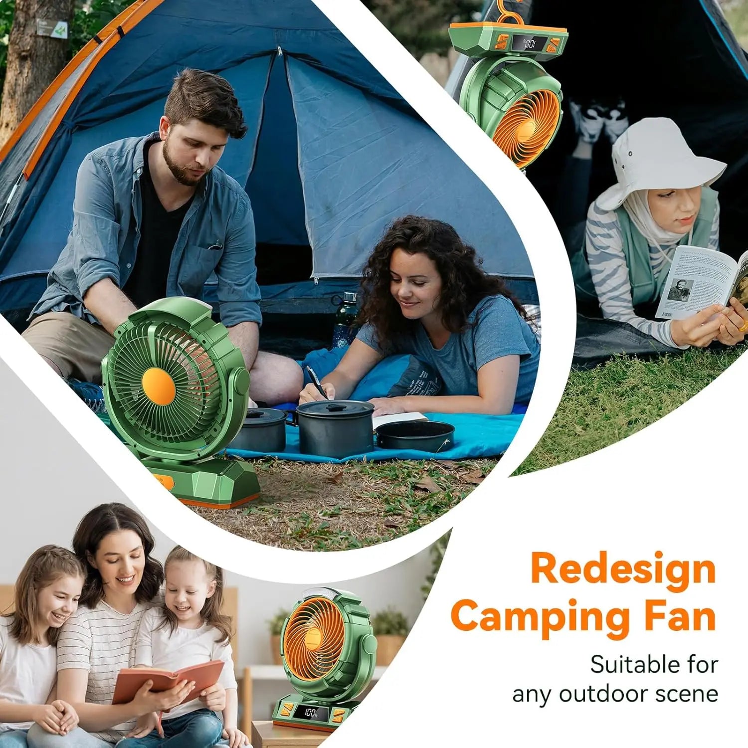 Rechargeable LED Camping Fan with Hook – Portable Tent Fan & Light for Outdoor Use
