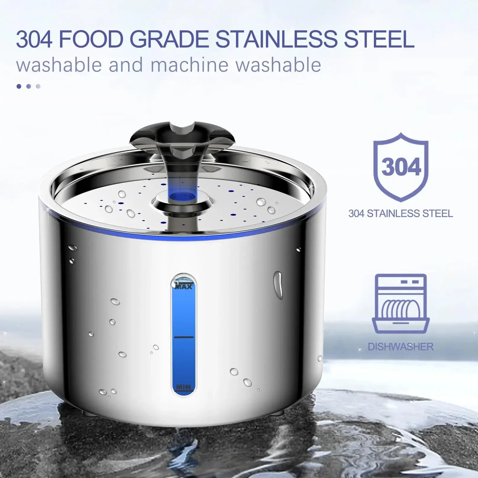 2.5L Stainless Steel Automatic Pet Water Fountain
