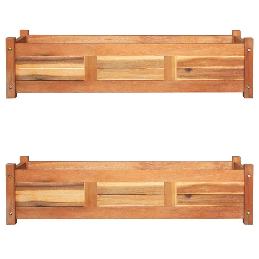 Set of 2 Outdoor Wooden Garden Beds – Acacia Timber Planters 100cm