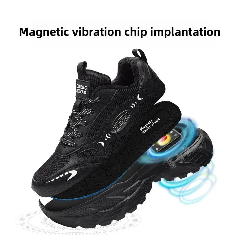 40-Silver Grey Warm Sports Shoes with Electric Massage & Vibration
