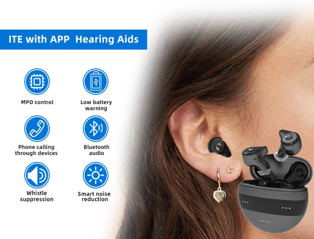Rechargeable Bluetooth Hearing Aid with Noise Cancellation