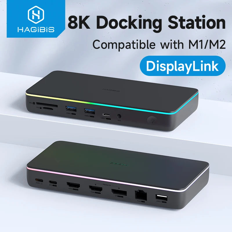 13-in-1 USB-C Docking Station with Triple Display, 100W PD, 2.5G LAN & LED – MacBook M1/M2 Compatible