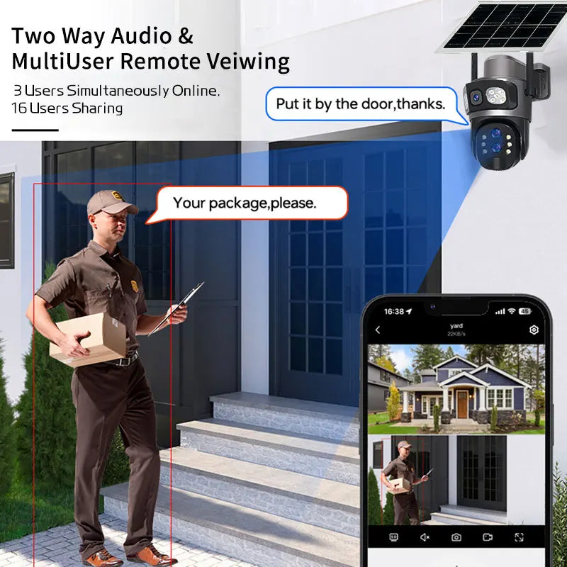 Wireless 4G Outdoor Camera with Solar Panel, 10X Zoom & AI Auto-Tracking