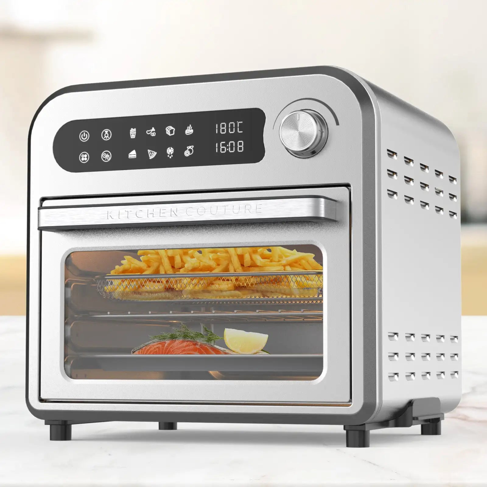 10L Compact Air Fryer Oven with Touch Controls & 7 Preset Functions – Silver
