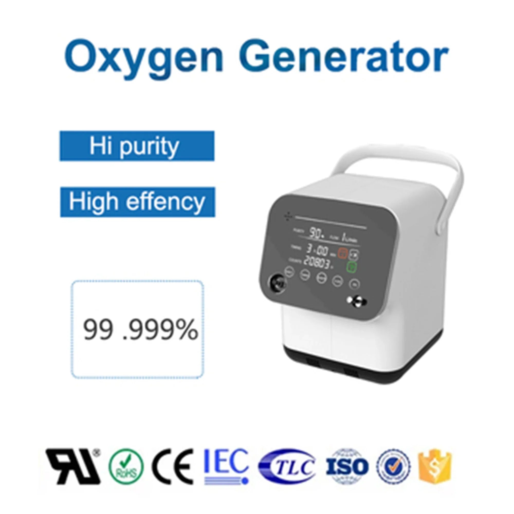 Portable 7L Oxygen Concentrator with 24H Continuous Flow