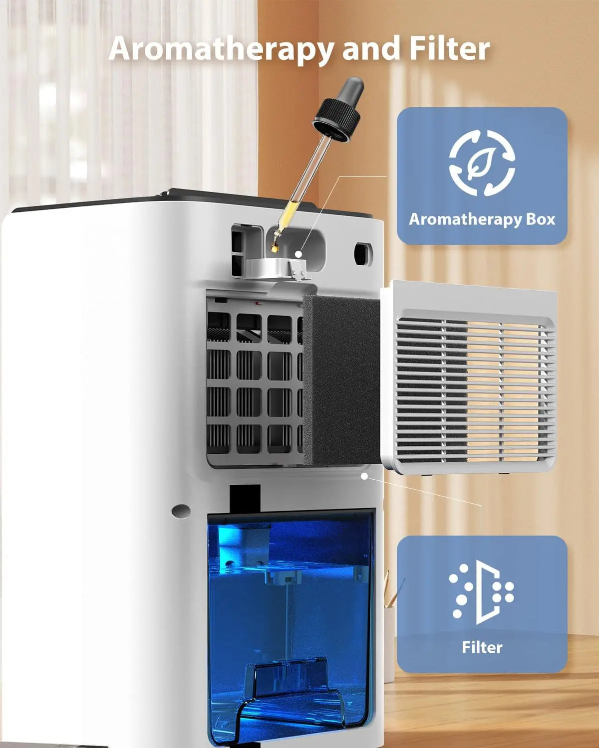 Portable Home Dehumidifier with Drain Hose, Timer & Sleep Mode – Ultra Quiet 1.2L/Day