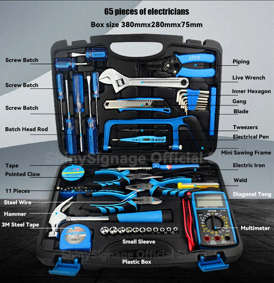 17-Piece Electrician Tool Kit with Multimeter & Storage Box