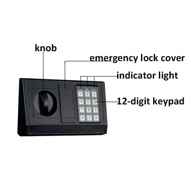 Digital Electronic Safe Box with Keypad and Keys – 38cm