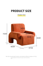Modern Red Corduroy Lazy Accent Chair Cozy Single Sofa for Living Room, Bedroom, Balcony