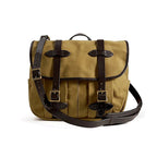 Khaki Vintage Canvas Travel Bag with Leather Strap – 14-Inch Unisex Shoulder Satchel