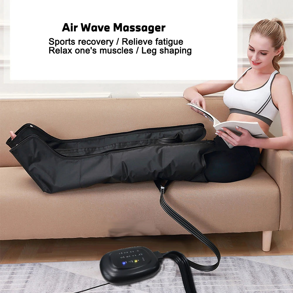 Rechargeable Foot & Leg Compression Therapy Device for Muscle Relief, Circulation Boost Black Large
