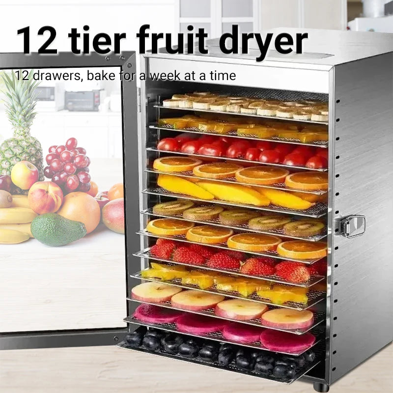 12-Layer Electric Food Dehydrator for Fruits, Vegetables & Meat