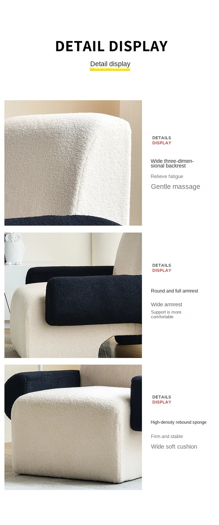 Scandinavian Teddy Velvet Lounge Chair Compact Luxury Single Sofa for Home Spaces