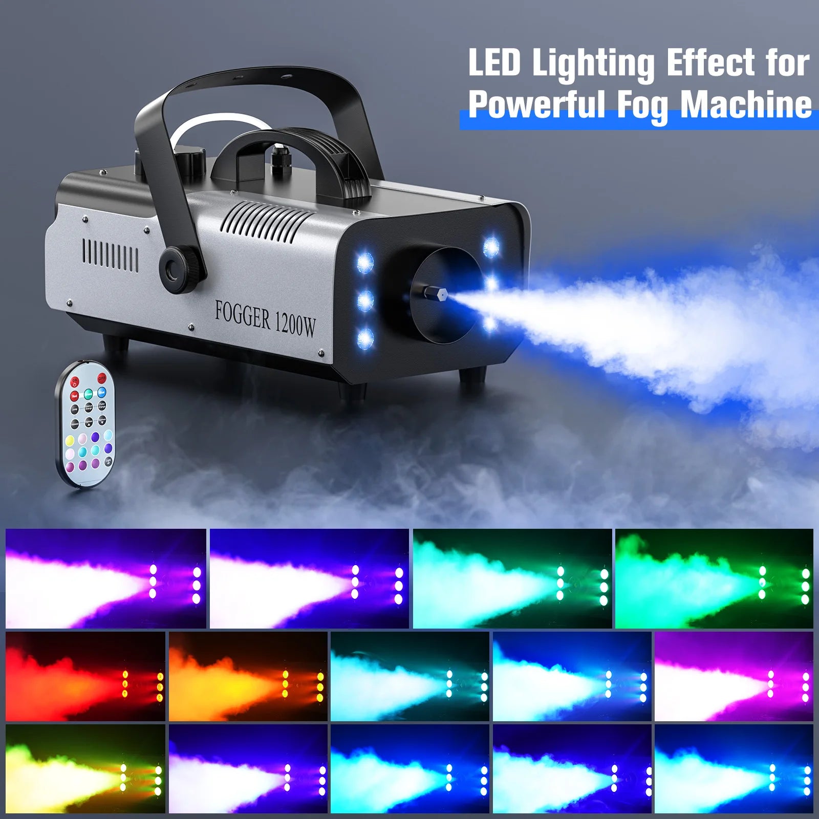 1200W Fog Machine with RGB LED Lights and Wireless Remote for Stage or Party Use