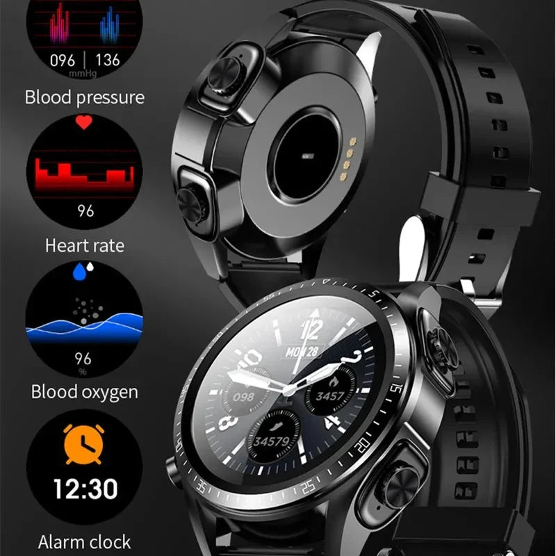 2-in-1 Smartwatch with Built-in TWS Earbuds & Fitness Tracking