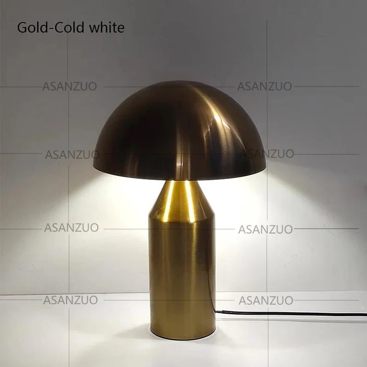Modern Gold Mushroom Desk Lamp for Bedroom or Study